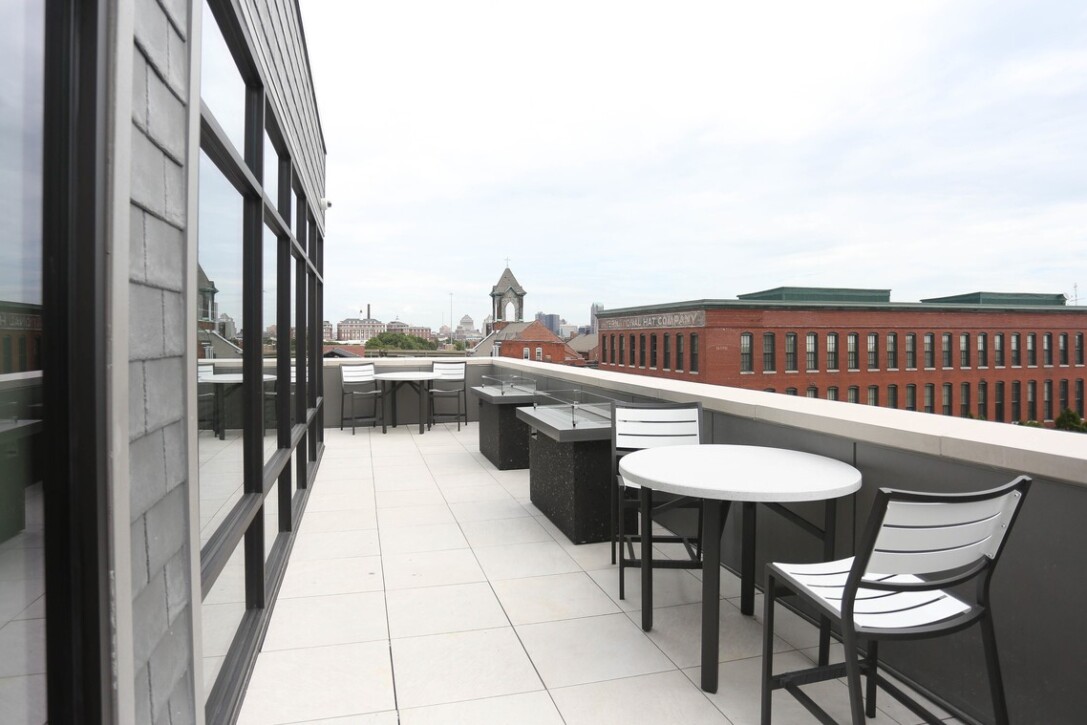 1400 Russell Apartments rooftop porcelain deck overlooking St Louis skyline